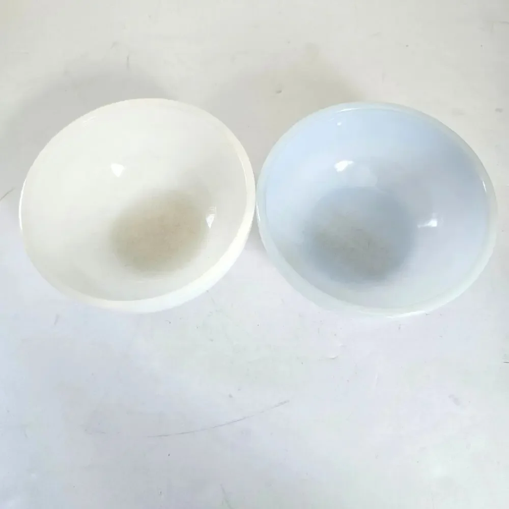 Vintage Fire King Cereal Bowls Set of 2 Turquoise White Milk Glass 1956-58